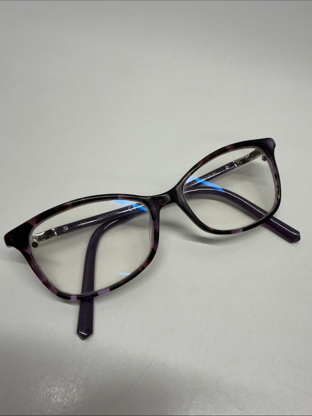 Swarovski Cat Glasses Designer Luxe Frames Diamond Silver Accents Purple SW5239
